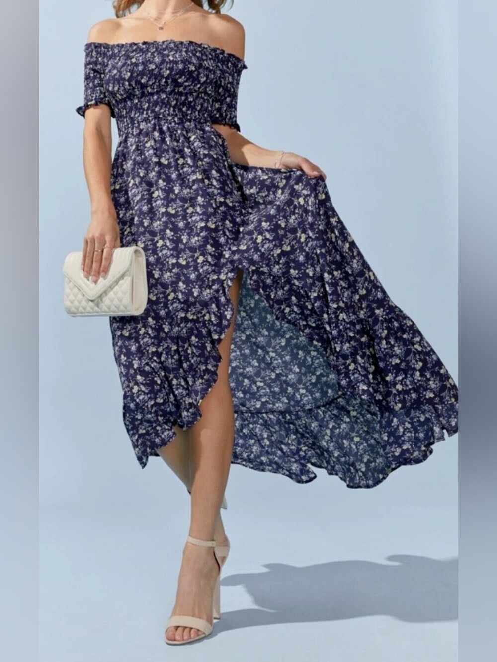 Floral Ruffle High Low Dress